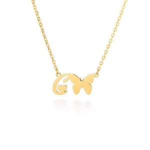 Initial with Butterfly Necklace